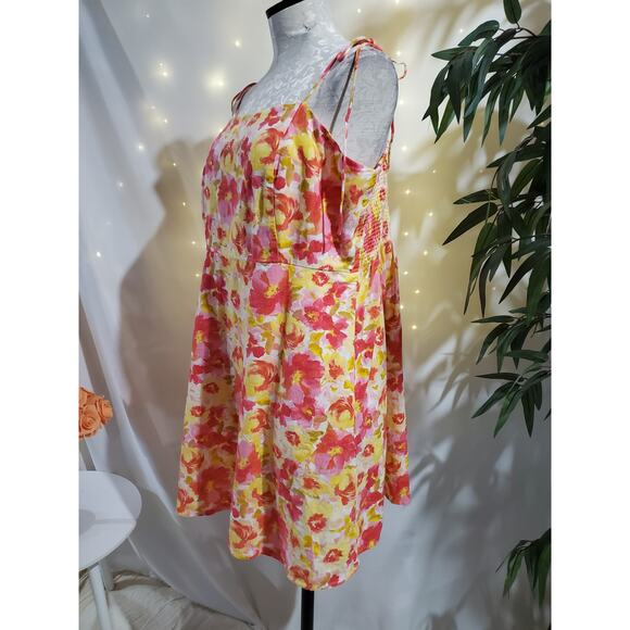 Old Navy Fit & Flare Linen Blend Smocked Tie-Shoulder Mini Cami Dress Size XL - Picture 5 of 15